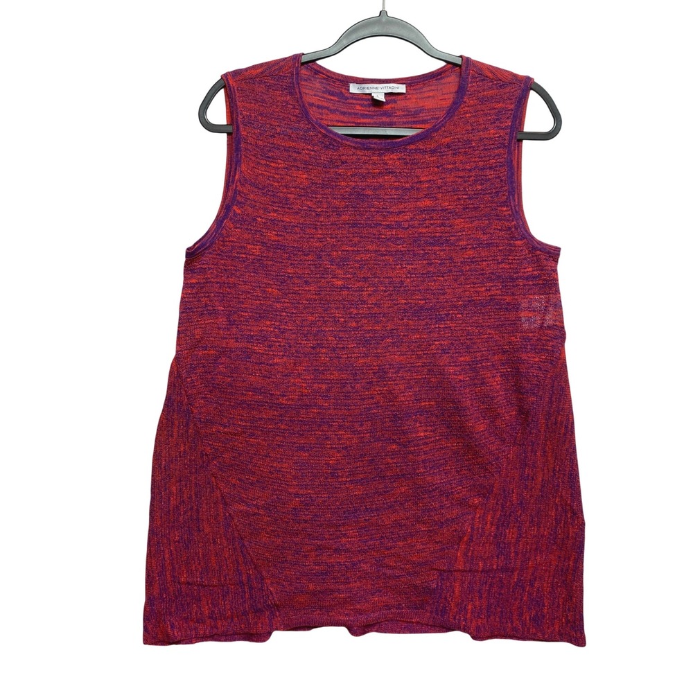 Adrienne Vittadini Shell Top Womens L Orange Purple Space Dye Sleeveless Knit